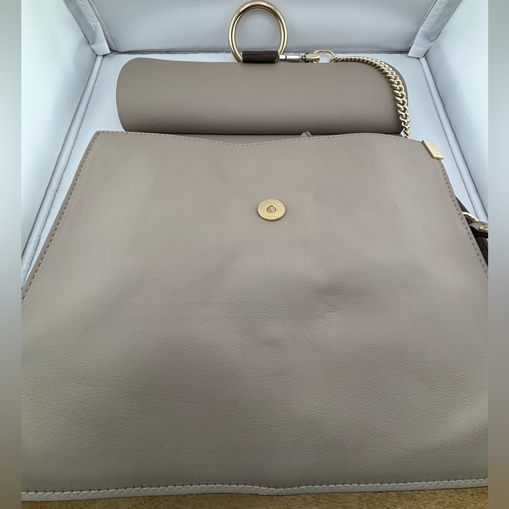Chloé Faye Medium Shoulder Bag Suede & Leather Motty Grey - Picture 10 of 16